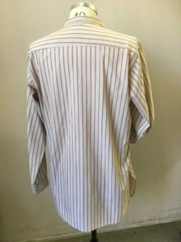 N/L, Off White, Wine Red, Poly/Cotton, Stripes, Long Sleeves, Button Front, with Cuffs, Lightly Aged,