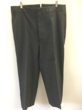 N/L, Charcoal Gray, Lt Gray, Polyester, Stripes - Pin, Charcoal with Light Gray Pinstripe, Button Fly, Belted Back, 2 Side Seam Pockets, Suspender Buttons at Inside of Waist, Made To Order Reproduction **Mended in Several Spots,