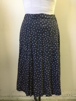 Womens, 1940s Vintage, Suit, Skirt, MTO, Gray, Pink, Silk, Dots, W32, Gored Skirt, Side Zip, Calf Length