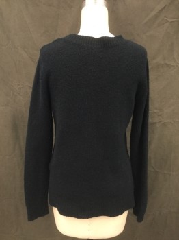 Womens, Pullover, ABERCROMBIE & FITCH, Faded Black, Red, White, Nylon, Acrylic, Holiday, S, Faded Black Boucle with Candy Canes in a Heart Shape with a Bow, Long Sleeves, Ribbed Knit Crew Neck/Waistband/Cuff, Side Seam Slits