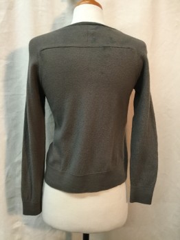 Womens, Pullover Sweater, THE KOOPLE, Brown, Wool, Solid, S, Henley, Raglan Sleeves, Dark Stitching at Neck and Sleeve Seams, Aged/Distressed,