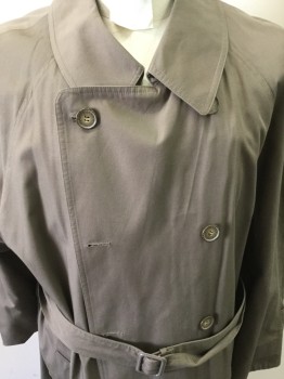 Mens, Coat, Trenchcoat, LONDON FOG, Brown, Cotton, Polyester, Solid, 42 R, Double Breasted  with Belt No Linning