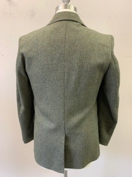 Mens, Blazer/Sport Co, MARK COSTELLO, Olive Green, Brown, Blue, Black, Wool, Tweed, 38s, Single Breasted, 3 Buttons,  Notched Lapel, 3 Pockets, See Fc052049