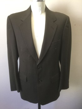 EVAN PICONE, Brown, Black, Wool, Houndstooth, Single Breasted, Notched Lapel, 2 Buttons, 3 Pockets, Solid Taupe Lining