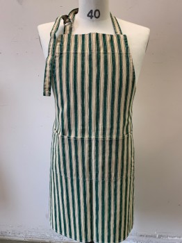 N/L, Dk Green, Khaki Brown, Cotton, Stripes - Vertical , 2 Pockets,