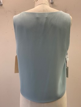 Womens, Top, BABATON, Lt Blue, Polyester, Solid, M, V-neck, Sleeveless