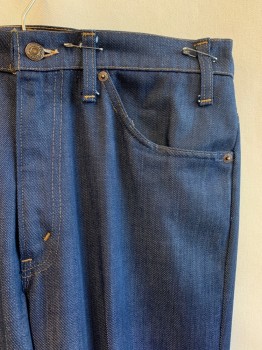 Mens, Jeans, LEVI'S , Dk Blue, Polyester, Solid, 2 Color Weave, 34/32, 5 Pockets, Zip Fly, Bttn. Closure, Belt Loops,