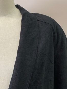 TOUCH, Black, Polyester, Cotton, Reptile/Snakeskin, L/S, Shawl Collar, 2 Buttons, Shoulder Padding, Side Pokets