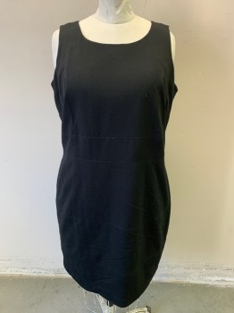 Womens, Dress, Sleeveless, CALVIN KLEIN, Black, Polyester, Rayon, Solid, W43, B48, H50, Center Back Zipper, Surge Line Top Stitching Detail See Detail Photo,