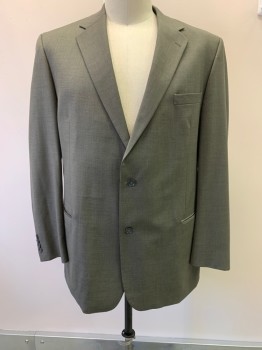 PRONTO UOMO, Olive Green, Wool, Notched Lapel, Single Breasted, Button Front, 2 Buttons, 3 Pockets