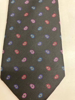 COLOURS BY ALEXANDER, Black with Multicolored Paisley Dots