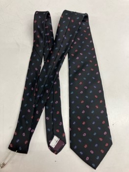 Mens, Tie, COLOURS BY ALEXANDER, Black with Multicolored Paisley Dots
