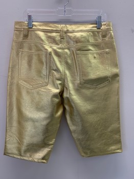Mens, Shorts, MAGNET, Gold Metallic, Poly/Cotton, 32/13, Top Pockets, Zip Front, F.F, 2 Patch Pockets At Back