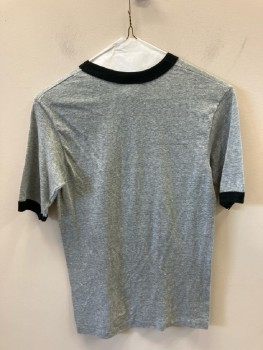 Mens, T-shirt, HANES, Ch:34-, S, Heather Gray with Black Trim Ringer