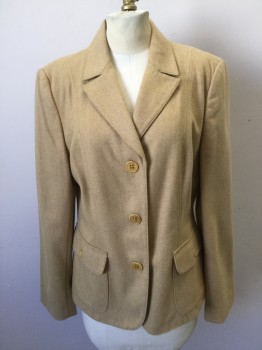 Womens, Suit, Jacket, TATUUM, Camel Brown, Wool, Polyester, Solid, 6, B 38, Single Breasted, Collar Attached, Notched Lapel, Hand Picked Collar/Lapel, 3 Buttons,  2 Flap Pockets