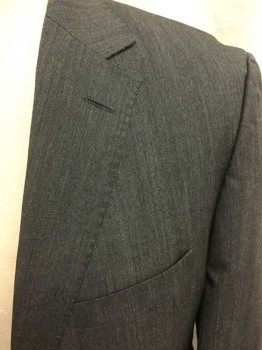 BOSS, Charcoal Gray, Gray, Wool, Stripes - Static , Single Breasted, 2 Buttons,  3 Pockets, Vertical Static Stripe Wool