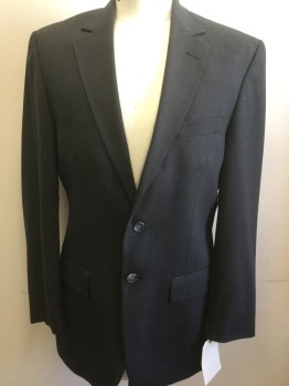 WALL STREET COLL., Charcoal Gray, Wool, Solid, 2 Buttons,  Notched Lapel, 3 Pockets,