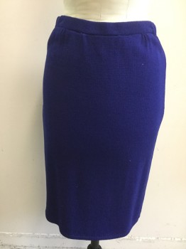 Womens, 1980s Vintage, Suit, Skirt, ST. JOHN, Dk Purple, Synthetic, Solid, W 26+, Knit, Elastic Waist, Knee Length