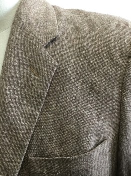 Mens, 1950s Vintage, Suit, Jacket, MTO, Brown, Taupe, Beige, Wool, Tweed, 44R, Single Breasted, 2 Buttons,  3 Pockets, Center Back Vent, Notched Lapel, 1 Jacket & 2 Pairs of Pants