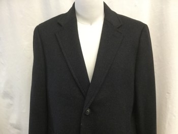 PAUL SMITH, Black, Wool, Polyester, Solid, Notched Lapel, Single Breasted, 3 Button Up Closure, 2 Flap Pockets, Belted Cuffs, Center Back Vent, at the Knee Length, Geometric Paneling