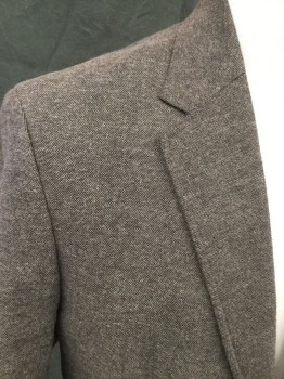 Mens, Sportcoat/Blazer, TASSO ELBA, Dk Brown, Lt Brown, Cotton, Polyester, 2 Color Weave, 41R, Single Breasted, Collar Attached, Notched Lapel, 3 Pockets, Long Sleeves