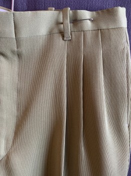 MTO, Pea Green, Polyester, Solid, Pleated Front, 4 Pockets, 1 Button at Back Pocket, Zip Fly, Belt Loops