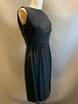 NO LABEL, Black, Polyester, Solid, Sleeveless, Boat Neck, Low Back with Drape, Side Zipper