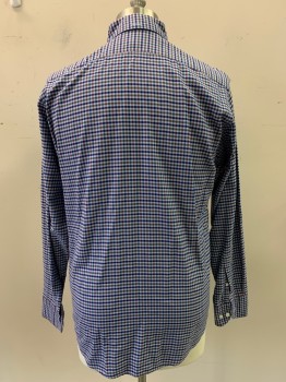 Mens, Casual Shirt, ETON, Navy Blue, Lt Blue, Rust Orange, Olive Green, Cotton, Gingham, L, L/S, Button Front, Collar Attached,