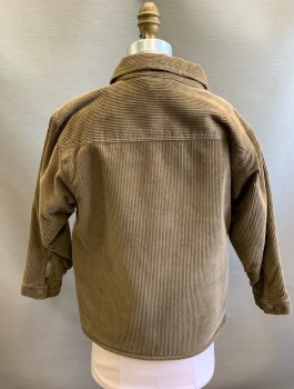 GREEN DOG, Brown, Cotton, Polyester, Solid, Corduroy, Zip Front, Cream Fleece Lining, Collar Attached, 3 Pockets