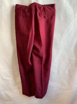 TRID, Red Burgundy, Poly/Cotton, Slant Pockets, Zip Front, Pleated Front, 2 Back Welt Pockets, Cuffed