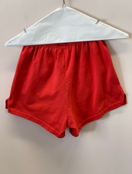 Womens, Shorts, SOFFE, Red, Cotton, Polyester, Solid, S, Elastic Waist, Side Slits,