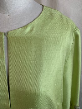 NL, Lime Green, Silk, Solid, Jacket, Hook N Eye Closure, Floral Embroidery and Beading on Sleeves
