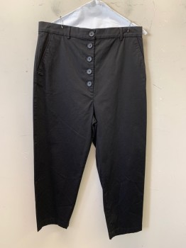 Cos, Black, Polyester, Solid, F.F, Side Pockets, Button Front, Belt Loops