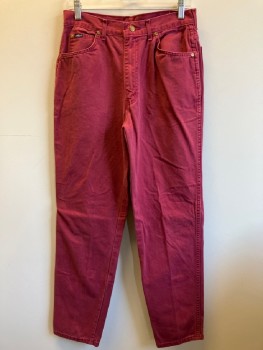 CHIC, Raspberry Pink, Cotton, Solid, F.F, Zip Front, Belt Loops, 5 Pockets,