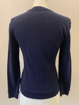 Mens, Pullover Sweater, BLOOMINGDALE'S, Navy Blue, Cotton, Solid, 36, S, CN, L/S,
