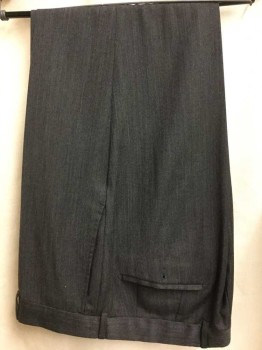 Mens, Suit, Pants, BOSS, Charcoal Gray, Gray, Wool, Stripes - Static , In33, W36, Flat Front, Vertical Static Stripe Wool