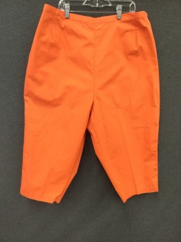 Womens, Pants, N/L, Orange, Cotton, Solid, W 34, Pedal Pusher, Side Zip, 2 Pockets, Darted