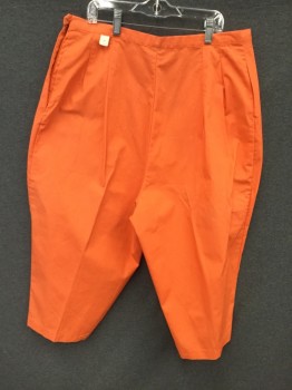 Womens, Pants, N/L, Orange, Cotton, Solid, W 34, Pedal Pusher, Side Zip, 2 Pockets, Darted