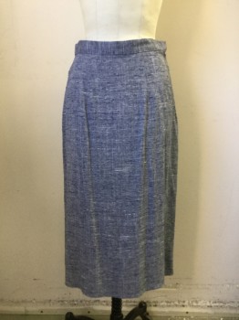 Womens, 1950s Vintage, Suit, Skirt, DARYL Of ST. LOUIS, Dk Blue, White, Rayon, Cotton, W 27, Two Tone Weave, Pencil Skirt, Calf Length, Side Zip
