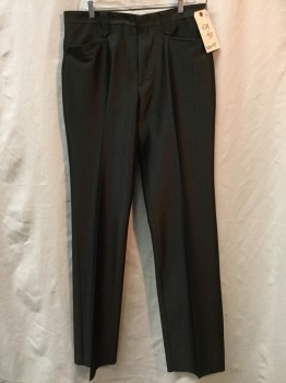 Mens, Pants, NO LABEL, Charcoal Gray, Polyester, Solid, 42/35, Charcoal Gray, Shiny, Western Belt Loops,