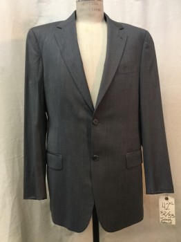 JOSEPH ABBOUD, Heather Gray, Wool, Stripes, Heather Gray, Stripped, Notched Lapel, Collar Attached, 2 Buttons,