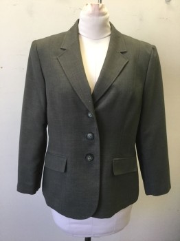 Womens, Blazer, KASPER, Warm Gray, Polyester, Solid, 16, Single Breasted, Notched Lapel, 3 Buttons, 2 Pockets