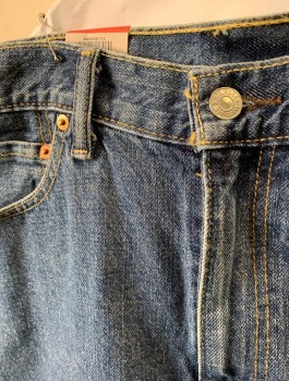 Mens, Shorts, LEVI'S, Denim Blue, Cotton, W:34, Jean Shorts/Jorts, Zip Fly, 5 Pockets, Belt Loops, 10" Inseam