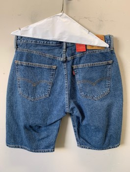 Mens, Shorts, LEVI'S, Denim Blue, Cotton, W:34, Jean Shorts/Jorts, Zip Fly, 5 Pockets, Belt Loops, 10" Inseam