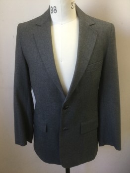 ACADEMY AWARD CLOTHE, Gray, Wool, Solid, Single Breasted, Notched Lapel, 2 Buttons, 3 Pockets, Double Vented Back,