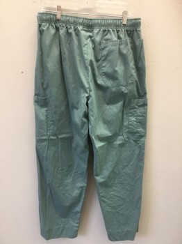 PROFESSIONAL CHOICE, Sea Foam Green, Poly/Cotton, Solid, Elastic Smocked Waist Drawstring Waist, 2 Side Slit Pockets, 2 Cargo Pockets, 1 Back Pocket