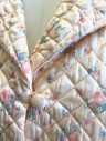 Womens, Sleepwear, N/L, Lt Pink, Mint Green, Lt Blue, Nylon, Floral, B <42", L, Bed Jacket, Quilted Satin, 3/4 Sleeves, 2 Button & Loop Closures, Collar Attached, Short Waisted,