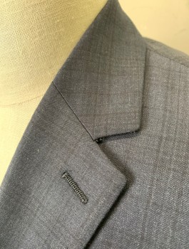 Mens, Sportcoat/Blazer, THEORY, Charcoal Gray, Black, Wool, Plaid, 40R, Single Breasted, Notched Lapel, 2 Buttons, 3 Pockets, Slim Fit