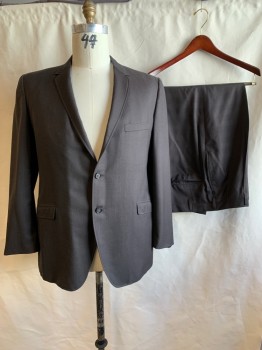 Mens, 1960s Vintage, Suit, Jacket, DORMANS, Chocolate Brown, Wool, Solid, 44, Single Breasted, Collar Attached, 3 Pockets, 2 Buttons