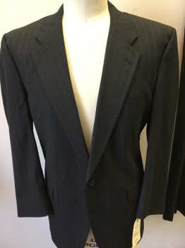 MEYERSON, Dk Gray, Gray, Wool, Stripes - Pin, 2 Buttons,  Notched Lapel, 3 Pockets,